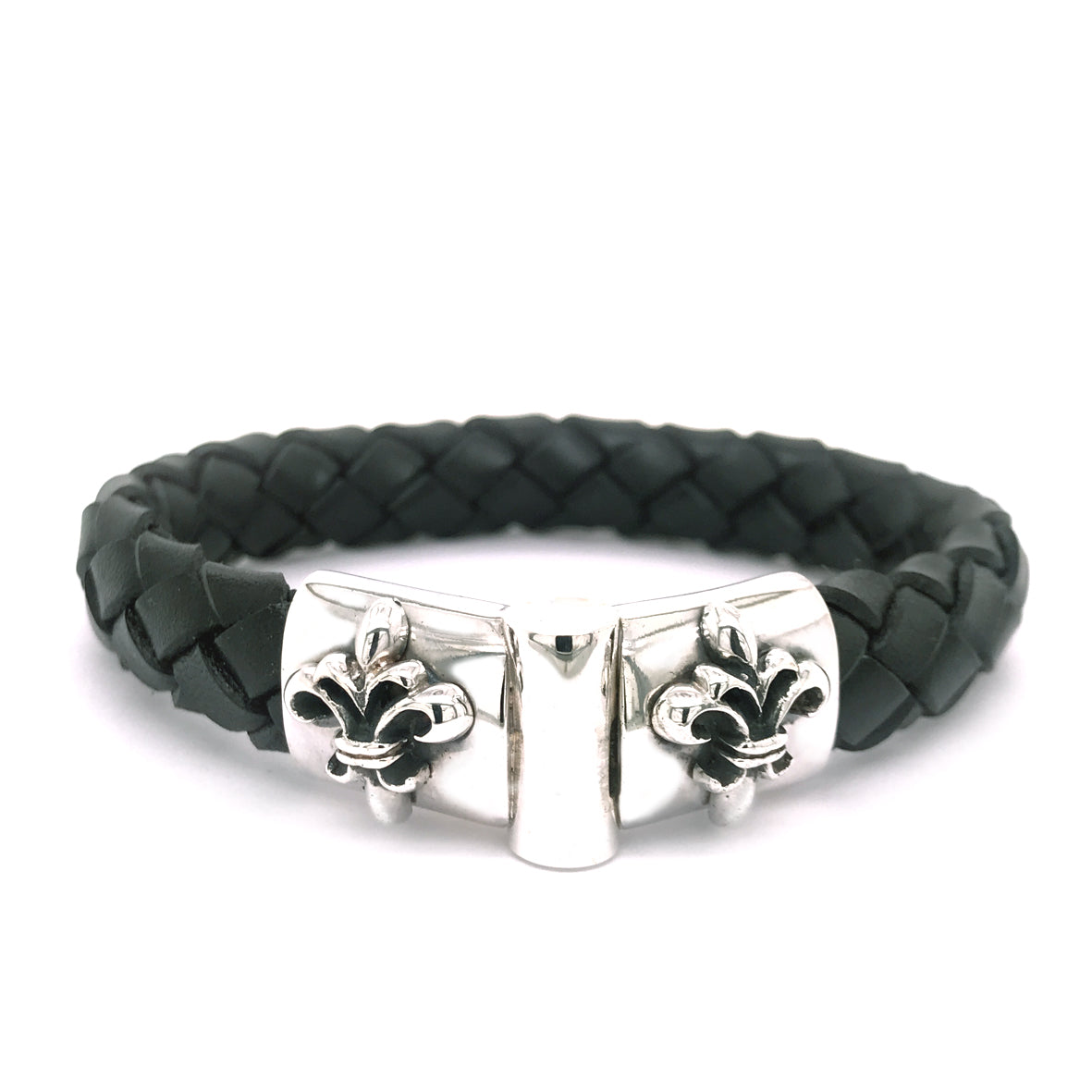 Silbernes Lederarmband Plain LILY Jointlock 13