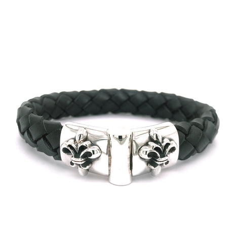 Silver Leather Bracelet Plain LILY Jointlock 13