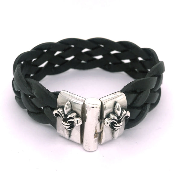Silver Leather Bracelet LILY Jointlock