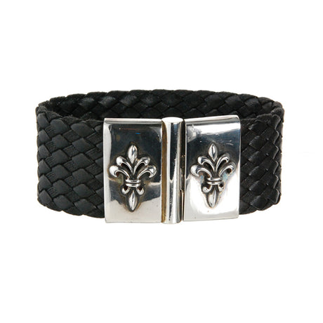 Silver Leather Bracelet with LILY