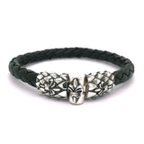 Silver-Leather Bracelet LILY and DRAGON SCALES Silver Jointlock 7