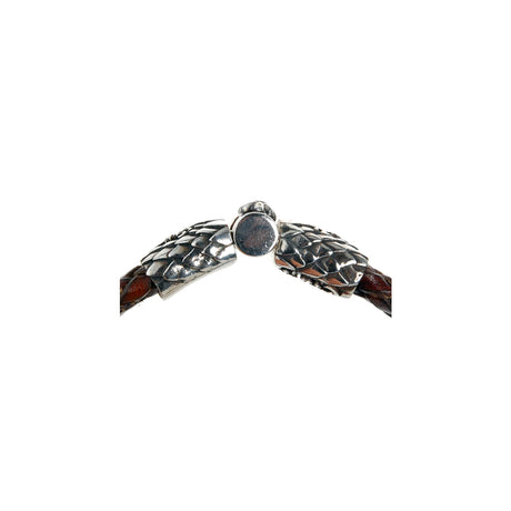 Silver Leather Bracelet LILY and DRAGON SCALES Jointlock 10