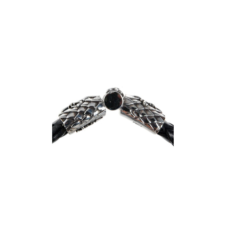 Silver-Leather Bracelet LILY and DRAGON SCALES Silver Jointlock 13