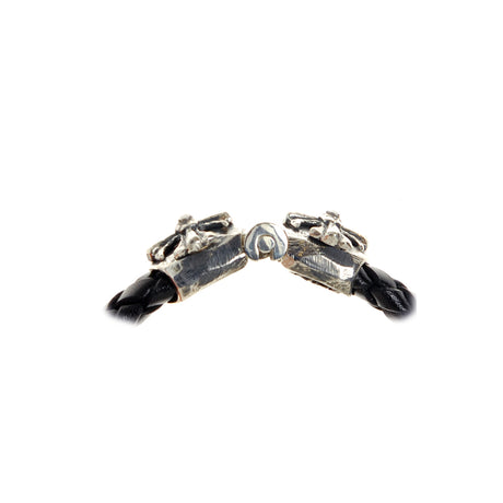 Silver-Leather Bracelet MALTESER CROSS with METEORITE Faceted Silver Jointlock 10
