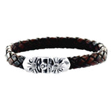 Silver-Leather Bracelet MALTESER CROSS with METEORITE Silver Jointlock 10