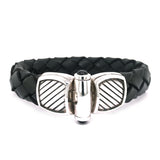 Silver-Leather Bracelet STRIPES PLAIN Silver Lock 13