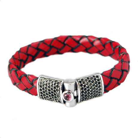 Silver Leather Bracelet Jointlock ROYAL and STONE 13