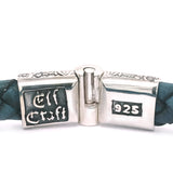 Silver Leather Bracelet GARDEN AT NIGHT Engraved Jointlock 13