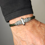 Silver-Leather Bracelet MAGIC PLANT Jointlock with two stones for  7mm leather
