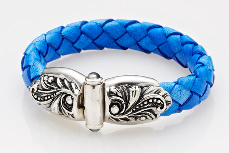 Silber-Lederarmband MAGIC PLANT Jointlock mit zwei Cabochonsteinen für 13mm Leder