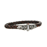 Silver-Leather Bracelet MALTESER CROSS Ship Silver Jointlock with Stone 6