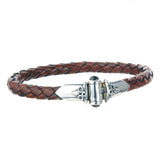 Silver-Leather Bracelet CRESCENT STAR Ship on a Silver Jointlock 07