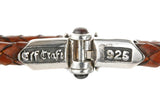 Silver-Leather Bracelet CRESCENT STAR Ship on a Silver Jointlock 07