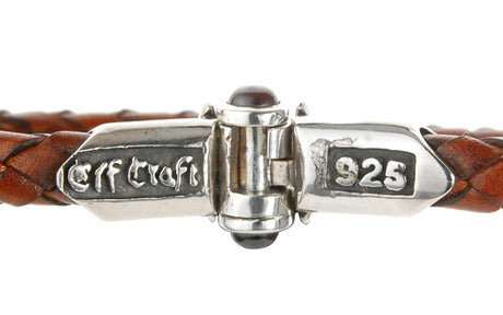 Silver-Leather Bracelet CRESCENT STAR Ship on a Silver Jointlock 07