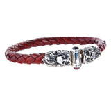 Silver Leather Bracelet MAGIC PLANT with SKULLS Jointlock 7