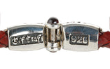 Silver Leather Bracelet MAGIC PLANT with SKULLS Jointlock 7
