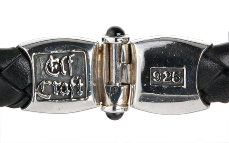 Silver-Leather Bracelet MAGIC PLANT Jointlock with two cabochon stones for 13mm leather