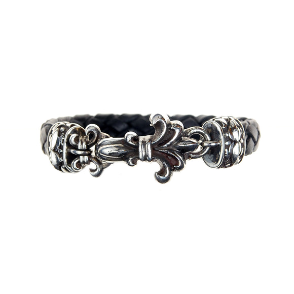 Silver Leather Bracelet LILY with GARDEN AT NIGHT 10
