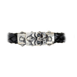 Silver-Leather Bracelet LILY Faceted Boxlock with METEORITE for 10mm leather