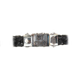 Silver-Leather Bracelet LILY Faceted Boxlock with METEORITE for 10mm leather