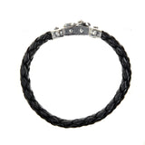 Silver-Leather Bracelet LILY Faceted Boxlock with METEORITE for 10mm leather