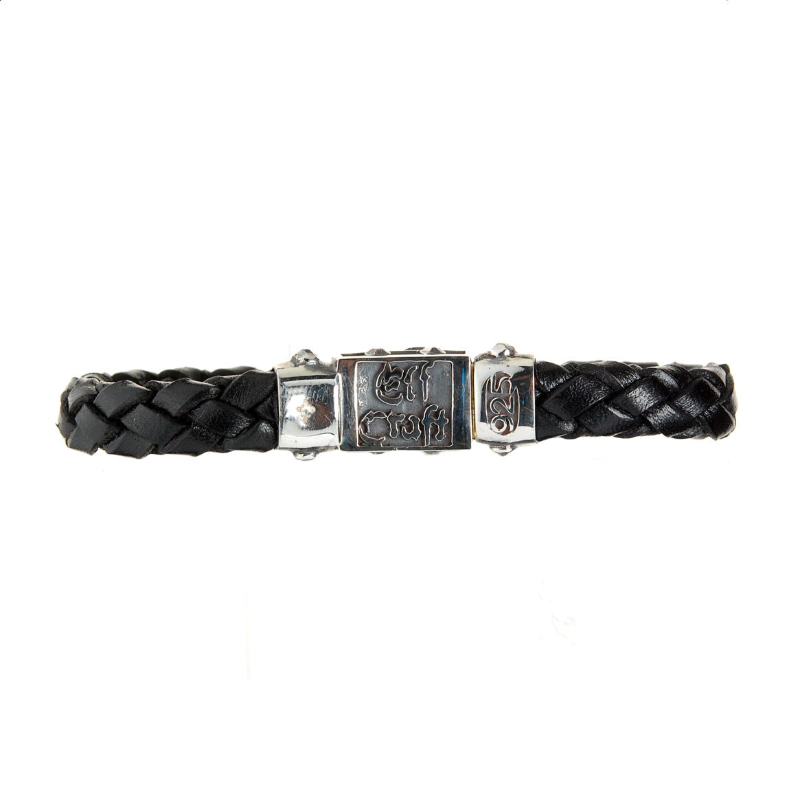 Silver-Leather Bracelet LILY Faceted Boxlock with METEORITE for 10mm leather