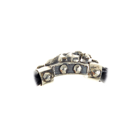 Silver-Leather Bracelet LILY and METEORITE Boxlock Faceted for 13mm leather
