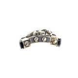 Silver-Leather Bracelet LILY and METEORITE Boxlock Facetted for 13mm leather