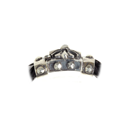 Silver-Leather Bracelet MALTESER CROSS Faceted Boxlock with METEORITE for 13mm leather