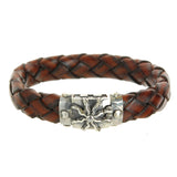 Silver-Leather Bracelet Elfin SUN Lock facetted and METEORITE for 13mm leather