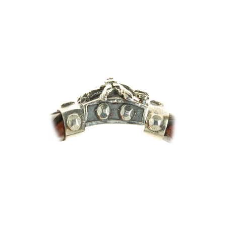 Silver-Leather Bracelet Elfin SUN Lock faceted and METEORITE for 13mm leather