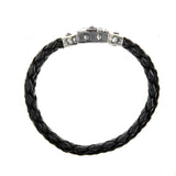 Silver-Leather Bracelet SHIELD Facetted Boxlock for 10mm leather