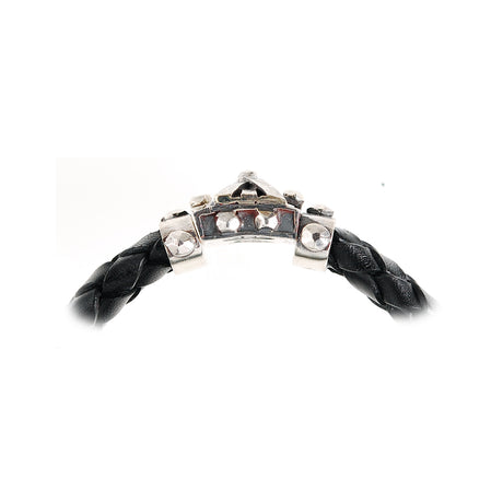 Silver-Leather Bracelet CROSS BOUND Faceted Boxlock 10