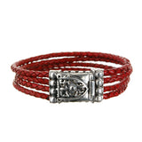 Silver-Leather Bracelet SHIELD with METEORITE for Four Leather Strings 3.5