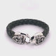 Silver Leather Bracelet Two SHIELD and METEORITE on Lobster Claw 13