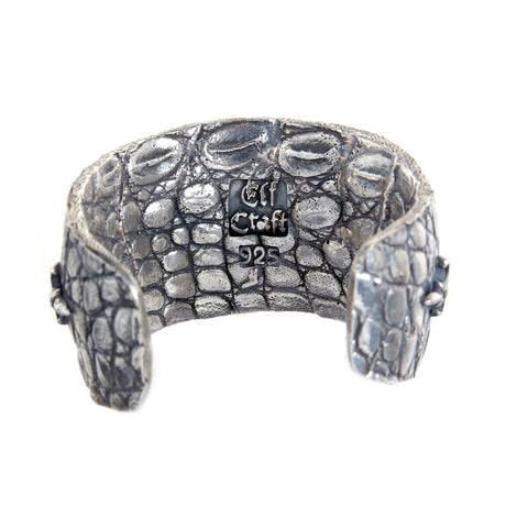 Silver Bracelet ROCKSTAR Croco Bangle 3row and Horns