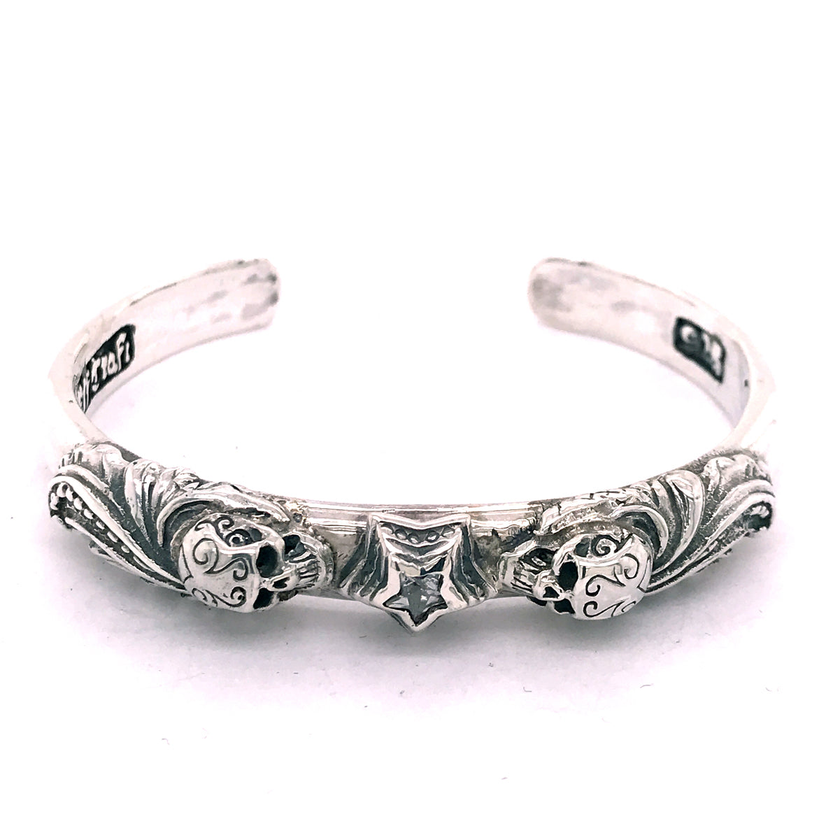 Silver Bangle MAGIC PLANT and SKULL with Star