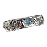 Silver Bangle Magic Plant with Aquamarine