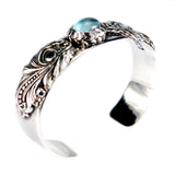 Silver Bangle Magic Plant with Aquamarine