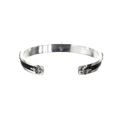 Silberner Armreif SEARAY Lederstreifen mit LILIEN