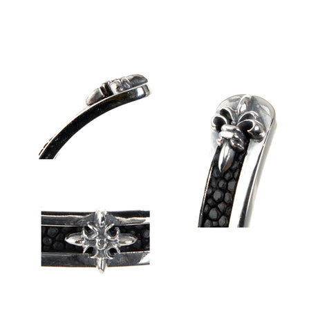 Silberner Armreif SEARAY Lederstreifen mit LILIEN