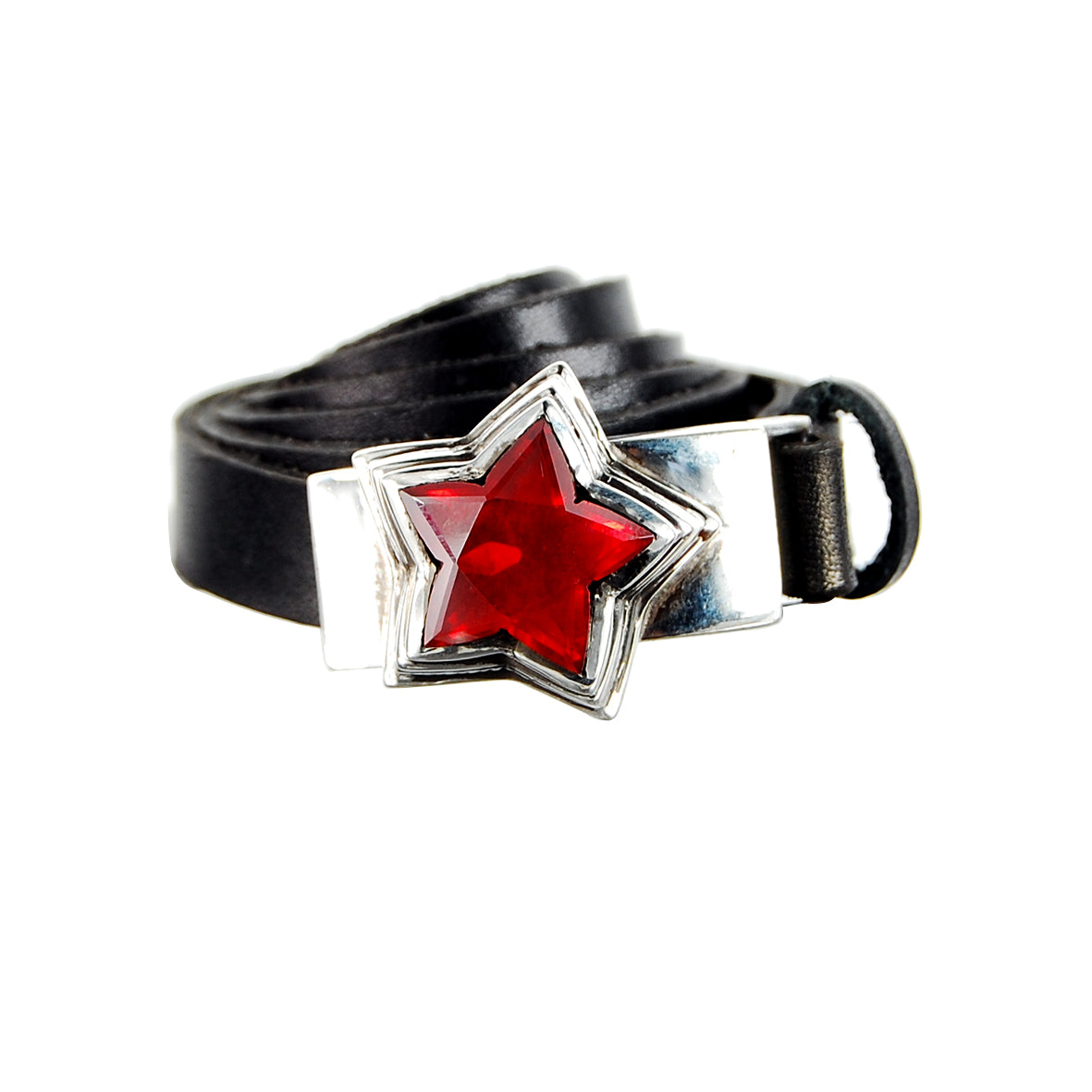 Silver Leather Bracelet Wrap ELFIN STAR with10mm Leatherband