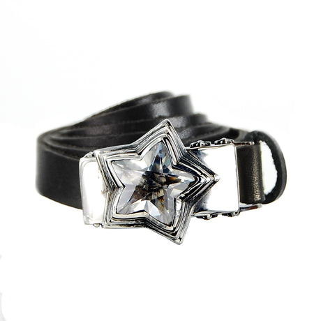 Silver Leather Bracelet Wrap ELFIN STAR with10mm Leatherband