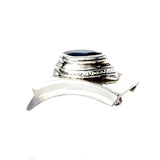 Silver Leather Bracelet Wrap ELFIN NAVETTE with10mm Leatherband