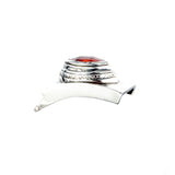 Silver Leather Bracelet Wrap ELFIN NAVETTE with10mm Leatherband