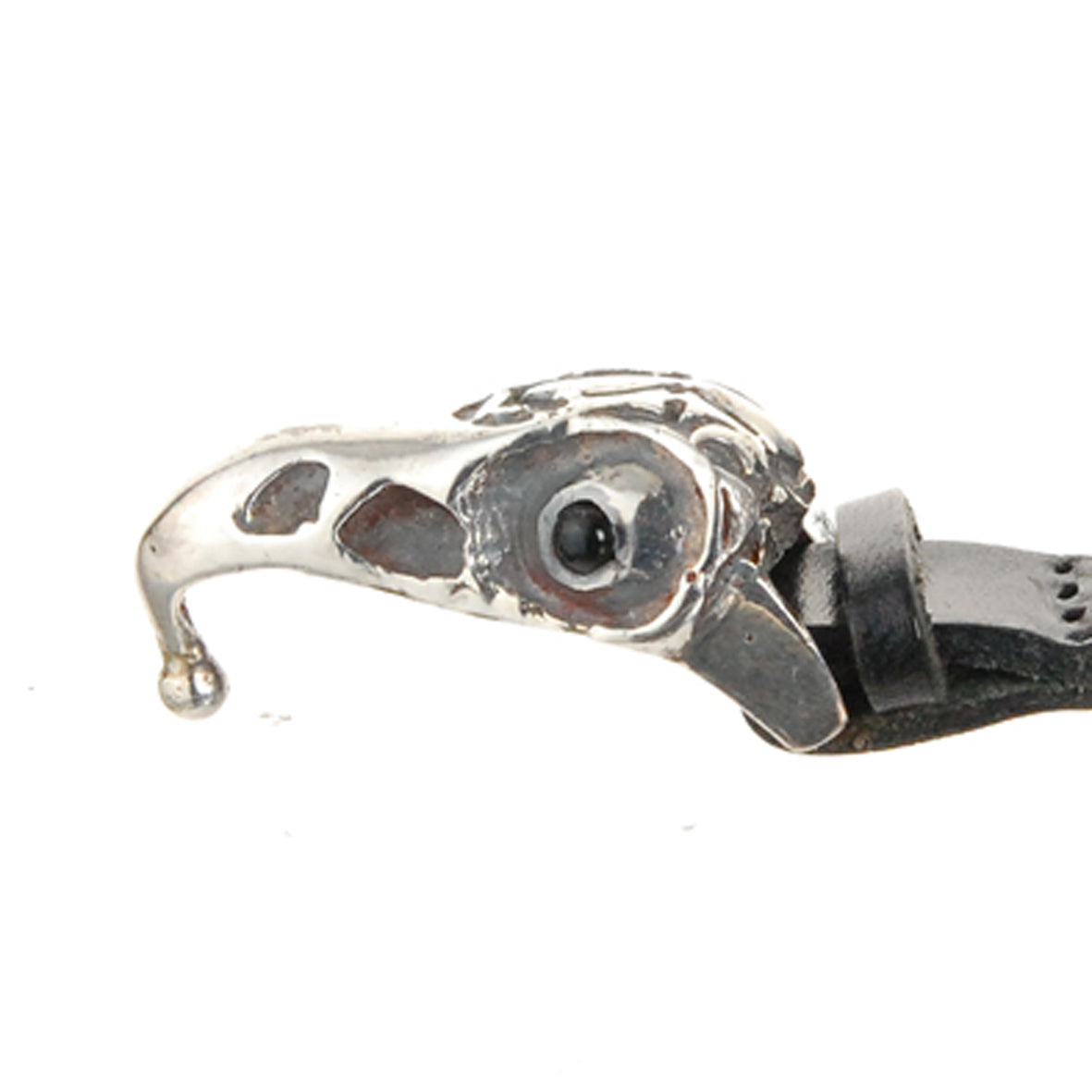 Silver Leather Wrap Bracelet EAGLE SKULL