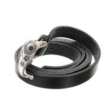Silver Leather Wrap Bracelet EAGLE SKULL