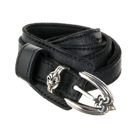 Silver Leather Bracelet Lily Buckle Tripple Wrap