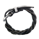 Silver Leather Bracelet with Silver Buckle STARS and STRIPES