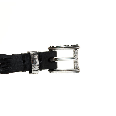 Silber-Lederarmband mit silberner Schnalle mit Stars and Stripes